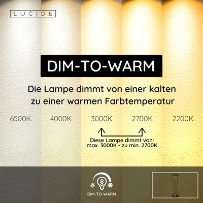 Lucide RENEE - wiederaufladbare Tischlampe Innen/Außen - Akku/Batterie - Ø 12,3 cm - LED Dim to warm - 1x2,2W 2700K/3000K - IP54 - Mit kabelloser Ladestation - Schwarz